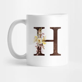 Floral Monogram H Lovely Autumn Foliage Mug